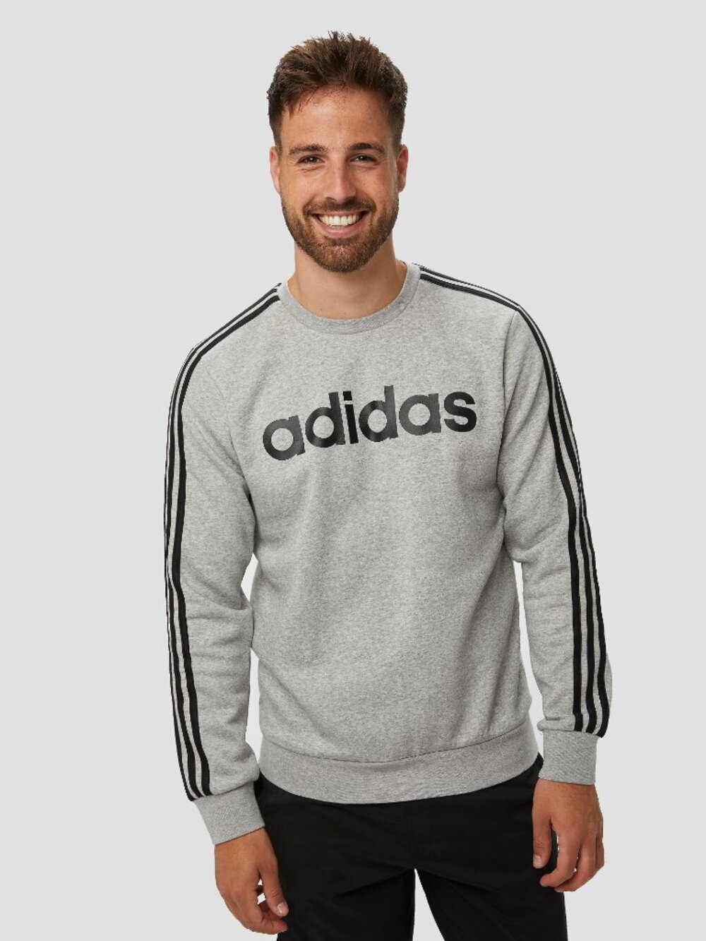 Adidas Grey and Black Stripe Sweatshirt
